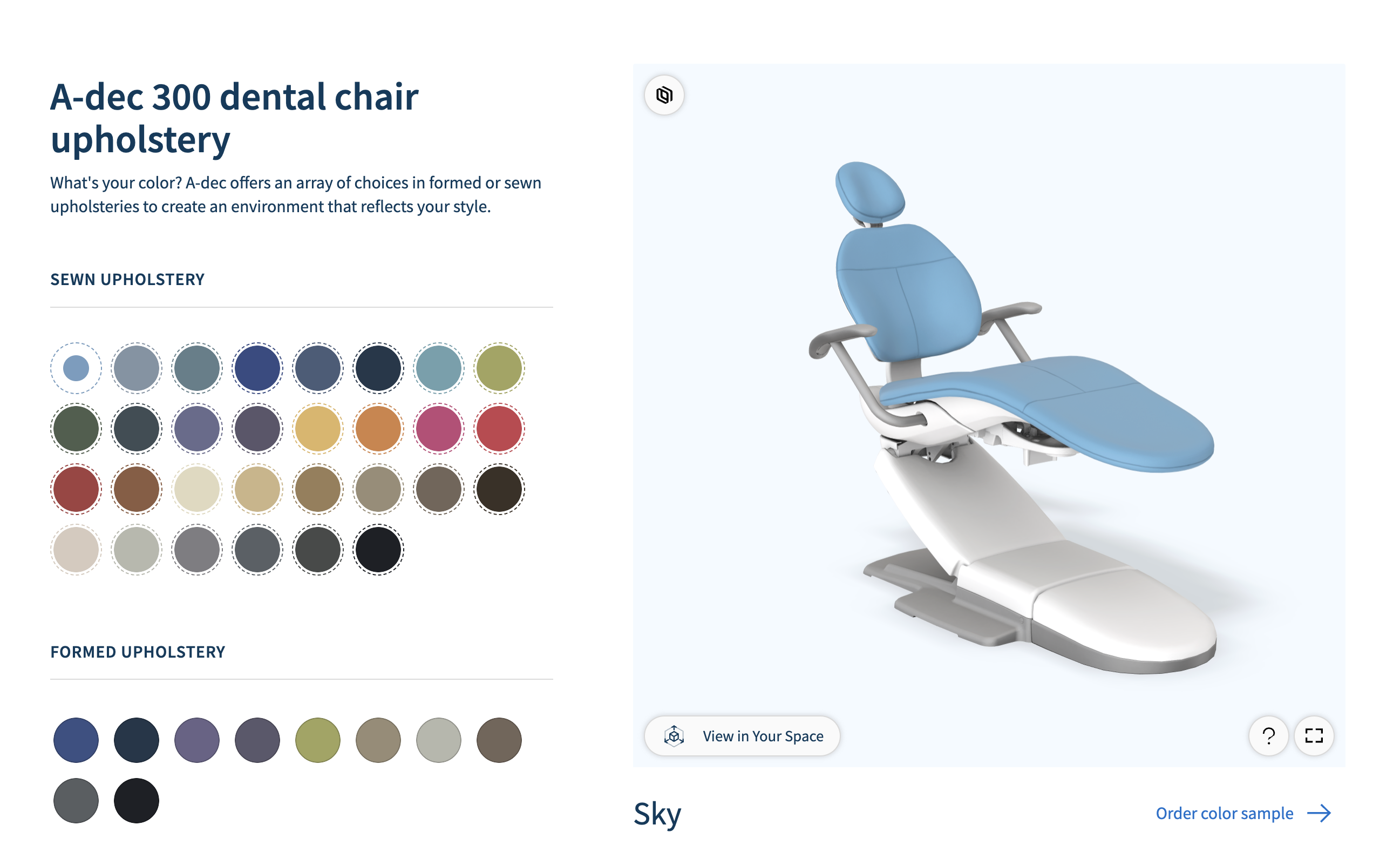 a-dec dental chair visualizer_threekit